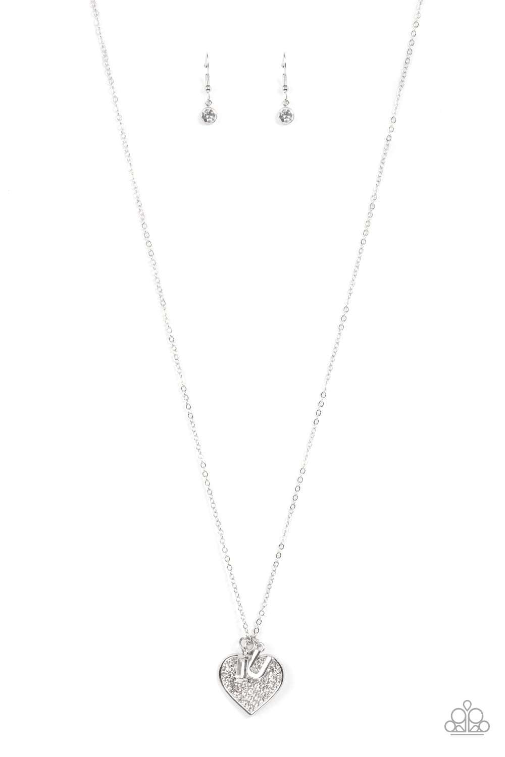 heart necklace silver white rhinestone valentines day gift. holiday gift, birthday gift