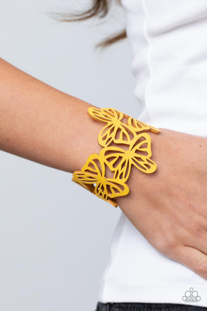 yellow, yellow jewelry, summer jewelry, spring jewelry, suede, bracelet, wrap, urban wrap, affordable jewelry, affordable holiday gift, everyday jewelry, butterfly, butterfly jewelry, trending jewelry, paparazzi accessories, jewelry stores, jewelry stores near me, 