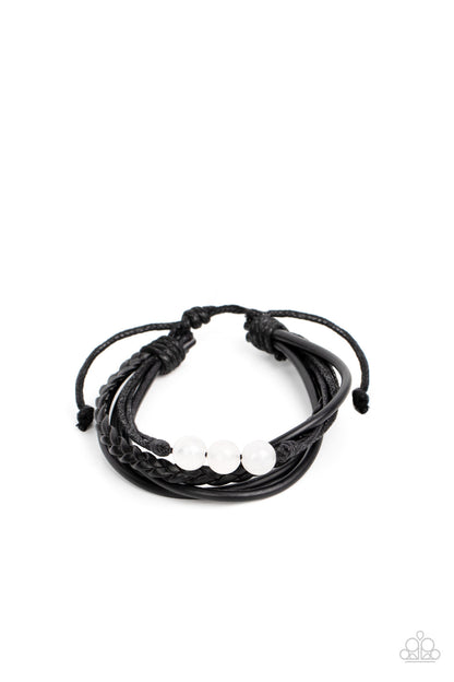 black, pull string, bracelet, urban jewelry, urban, white, white jewelry, paparazzi accessories, jewelry stores, jewelry stores near me, leather jewelry, mens, mens jewelry, mens accessories, 