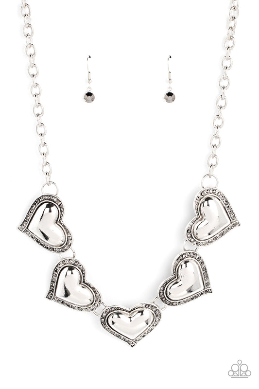 silver, silver jewelry, necklace, medium necklace, heart, heart jewelry, affordable jewelry, affordable holiday jewelry, everyday jewelry, paparazzi accessories, jewelry stores, jewelry stores near me, 