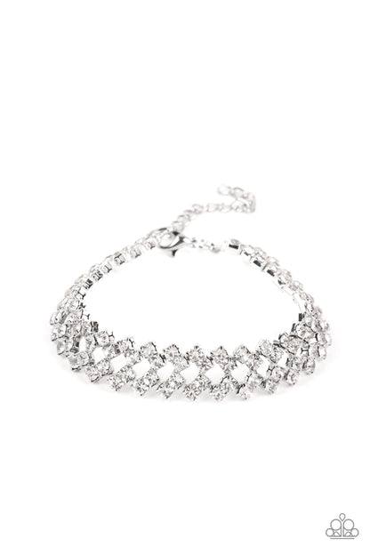 silver, silver jewelry, bracelet, claw clasp, white, white jewelry, rhinestone jewelry, prom jewelry, wedding jewelry, paparazzi accessories, affordable jewelry, affordable holiday gift, paparazzi accessories, life of the party exclusive, jewelry stores, jewelry stores near me, 