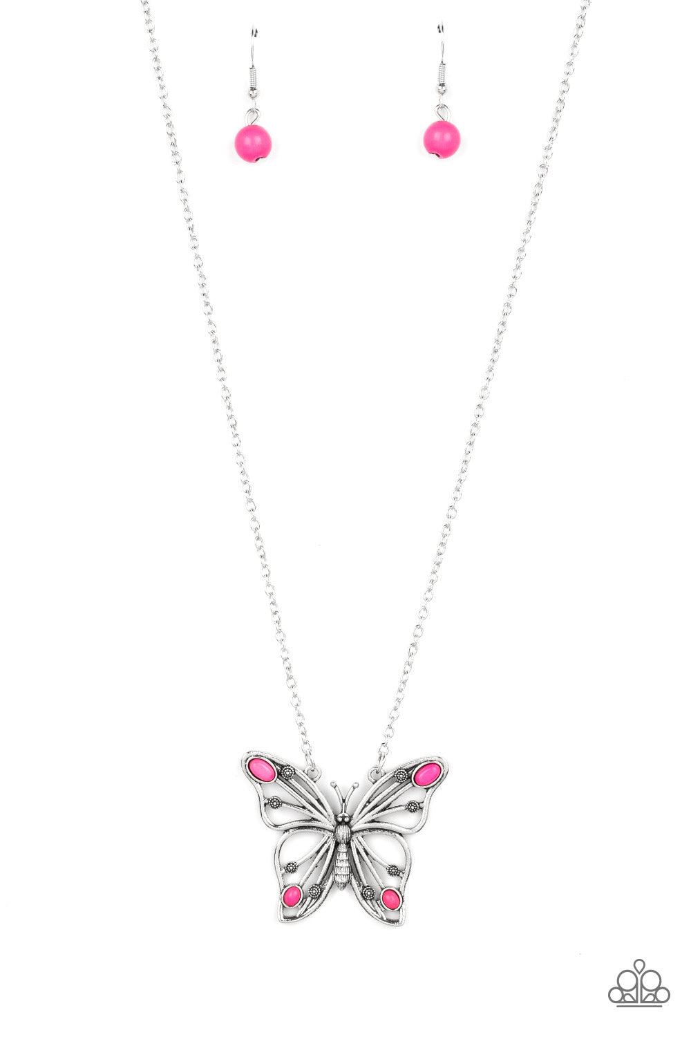 silver, silver jewelry, butterfly, necklace, medium necklace, butterfly jewelry, affordable jewelry, affordable holiday gift, everyday jewelry, pink, pink jewelry, trending jewelry, prom jewelry, wedding jewelry, viral jewelry, paparazzi accessories, stone, stone jewelry, jewelry stores, jewelry stores near me, 