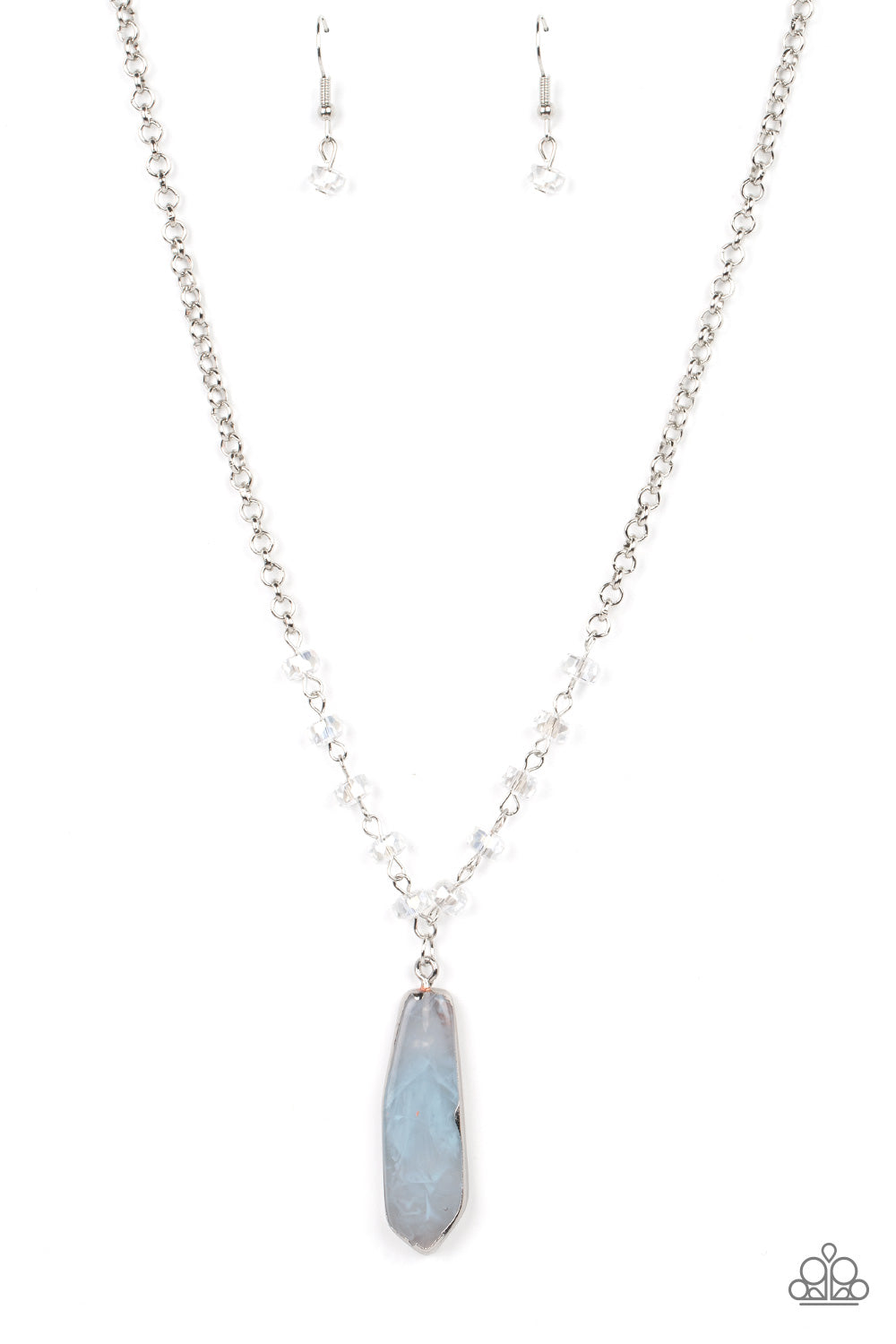 silver, silver jewelry, necklace, medium necklace, affordable jewelry, affordable holiday gift, everyday jewelry, paparazzi accessories, jewelry stores, jewelry stores near me, blue, blue jewelry, 