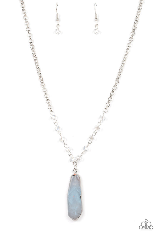 silver, silver jewelry, necklace, medium necklace, affordable jewelry, affordable holiday gift, everyday jewelry, paparazzi accessories, jewelry stores, jewelry stores near me, blue, blue jewelry, 