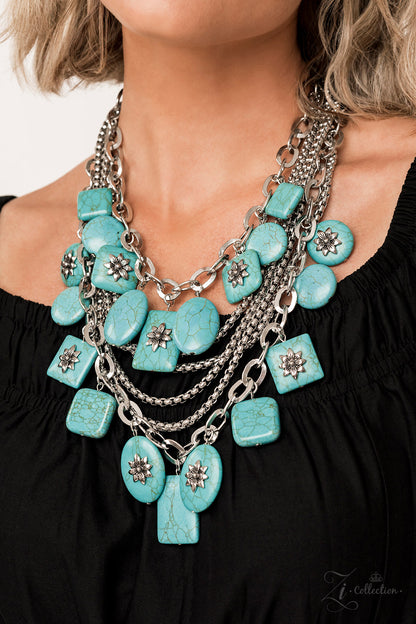 silver, silver jewelry, necklace, long necklace, layered necklace, affordable jewelry, affordable holiday gift, everyday jewelry, paparazzi accessories, jewelry stores, jewelry stores near me, zi collection 2022, wedding jewelry, boho jewelry, blue, blue jewelry, stone, crackle stone, 