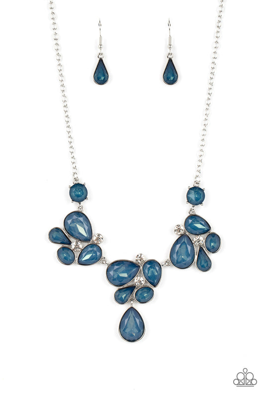 silver, silver jewelry, necklace, medium necklace, blue, blue jewelry, rhinestone, statement jewelry, affordable jewelry, affordable holiday gift, everyday jewelry, paparazzi accessories, glow convention 2022, jewelry stores, jewelry stores near me, 